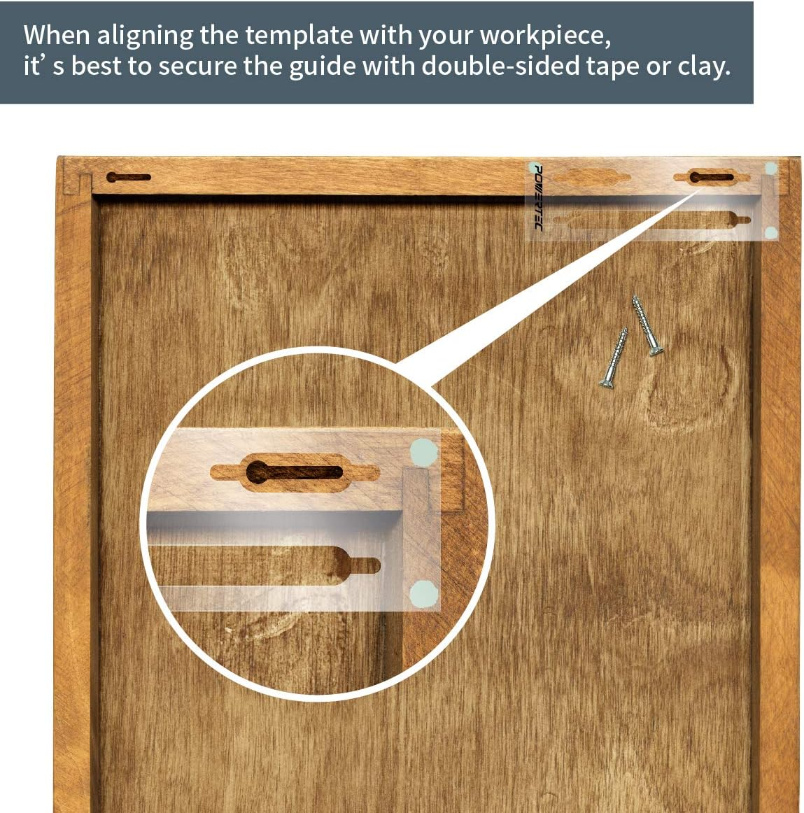 POWERTEC 71120V Clear 1/4" Thick Acrylic Picture-Hanging Keyhole Template for Routing Picture Frame and Woodworking, 1 PK image number 4