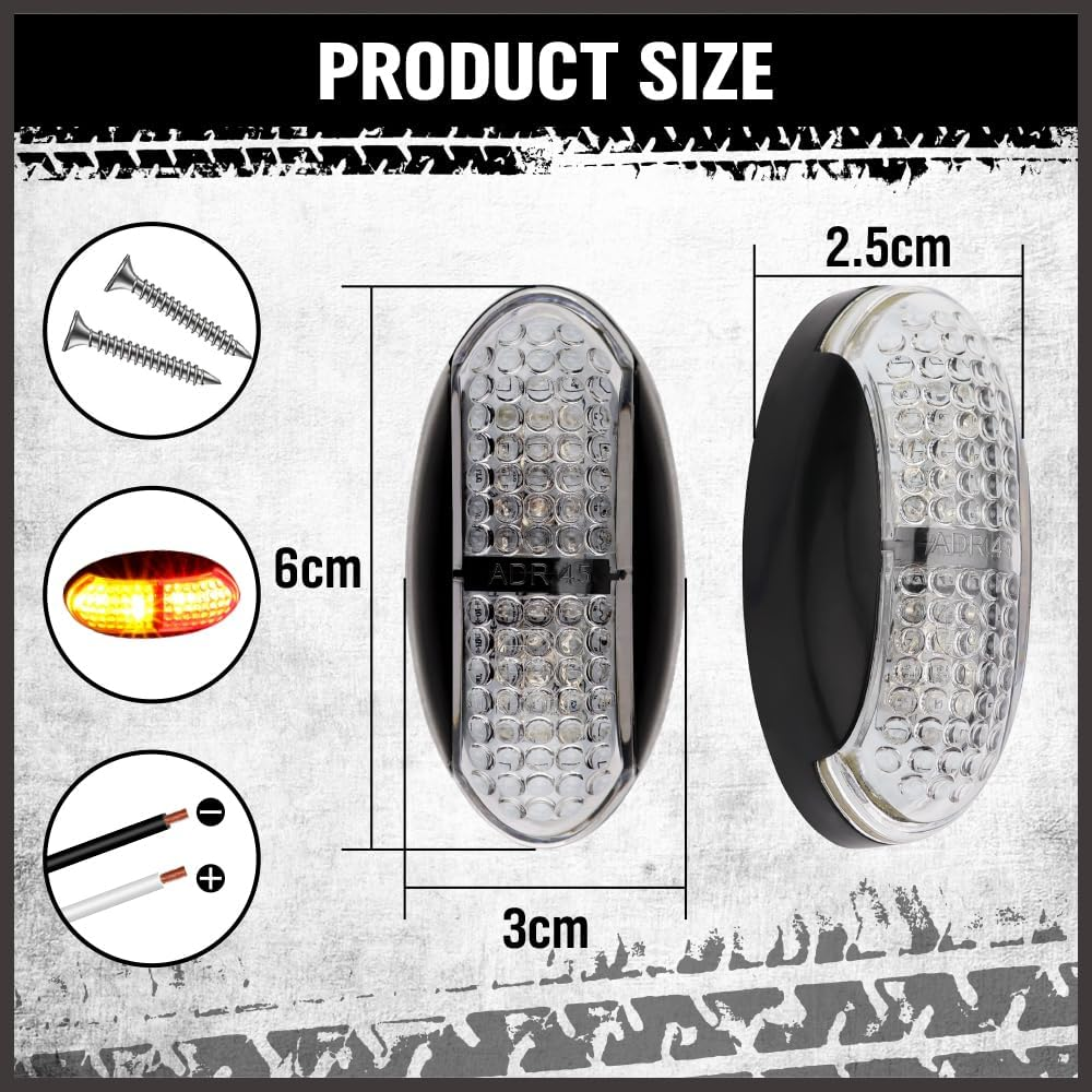 HORUSDY 10-Pack Side Marker Lights Kit - IP67 Waterproof 4-LED Clearance Lights, 10-30V Voltage, Two-Color (Amber & Red) for Trucks, Trailers, Rvs image number 5