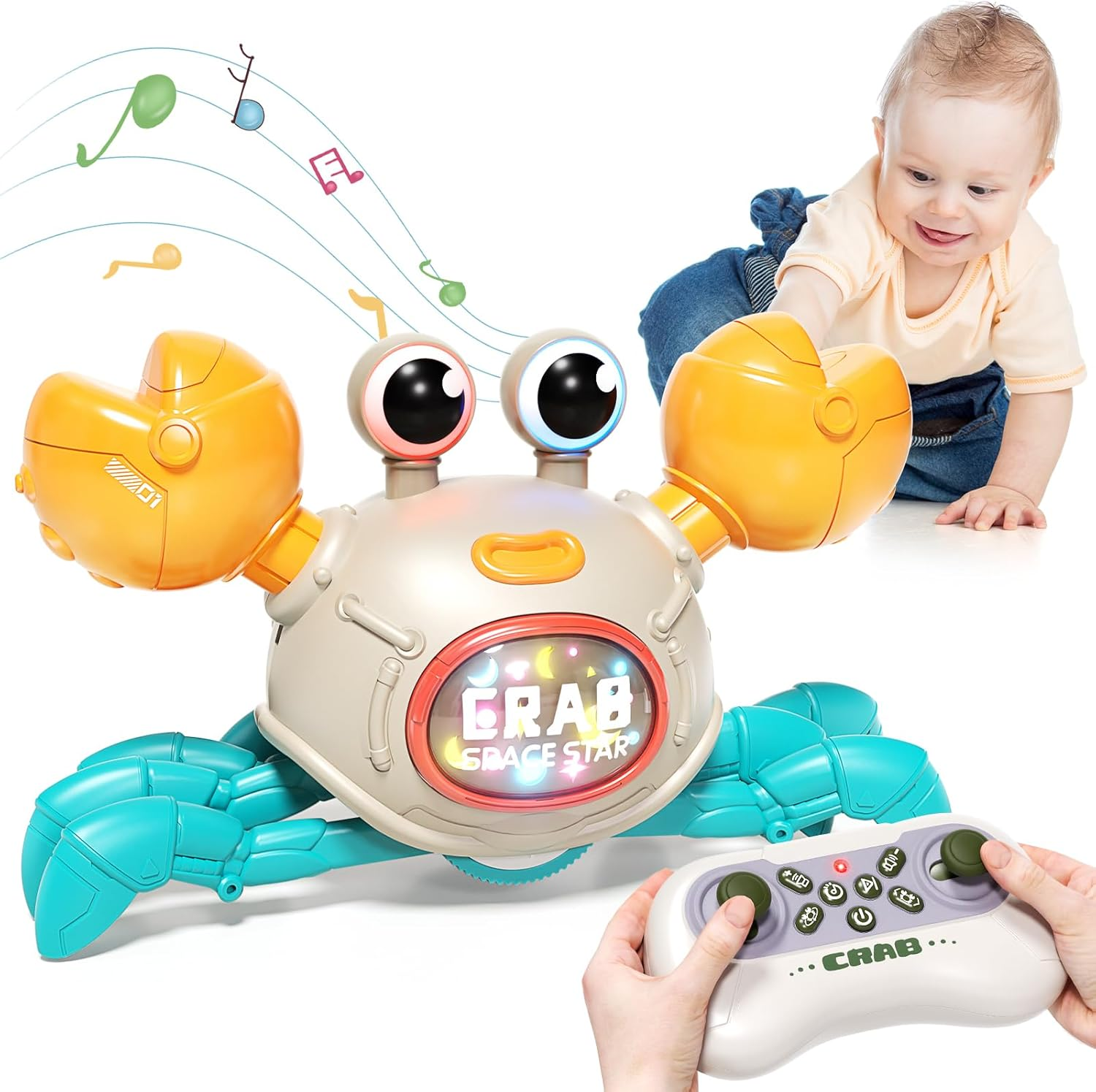 Uregoio Crawling Crab Baby Toy, Remote Control Dancing Crab with Light & Music, Baby Toys for 3 4 5 6 7 8 9 10 11 12 Months, Learning Crawl Walking Toddlers 6-12 Boys Girls image number 4