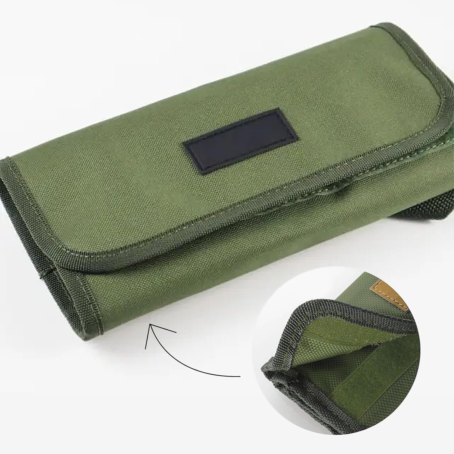 Camping Cutlery Roll,Knife Roll Bag,Waterproof Cutlery Bag with 13 Slots, Portable Silverware Storage Cloth Roll for Forks, Spoons, Chopsticks,Travel & Camping Utensil Pouch, Army Green Cooking Set image number 4