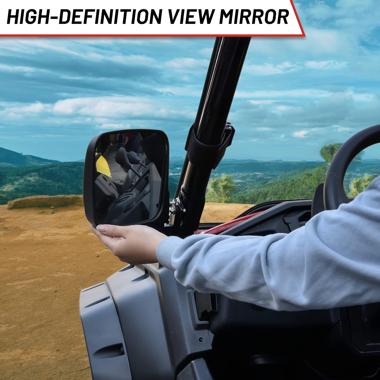 SAUTVS Adjustable Side Mirrors for Honda Pioneer 1000 16-25, High-Definition Clear Wider Folding Exterior Side Rearview Mirror for Honda Pioneer 1000 2016-2025 Accessories, 2PC, Replace# 0SV05-HL4-202 image number 2