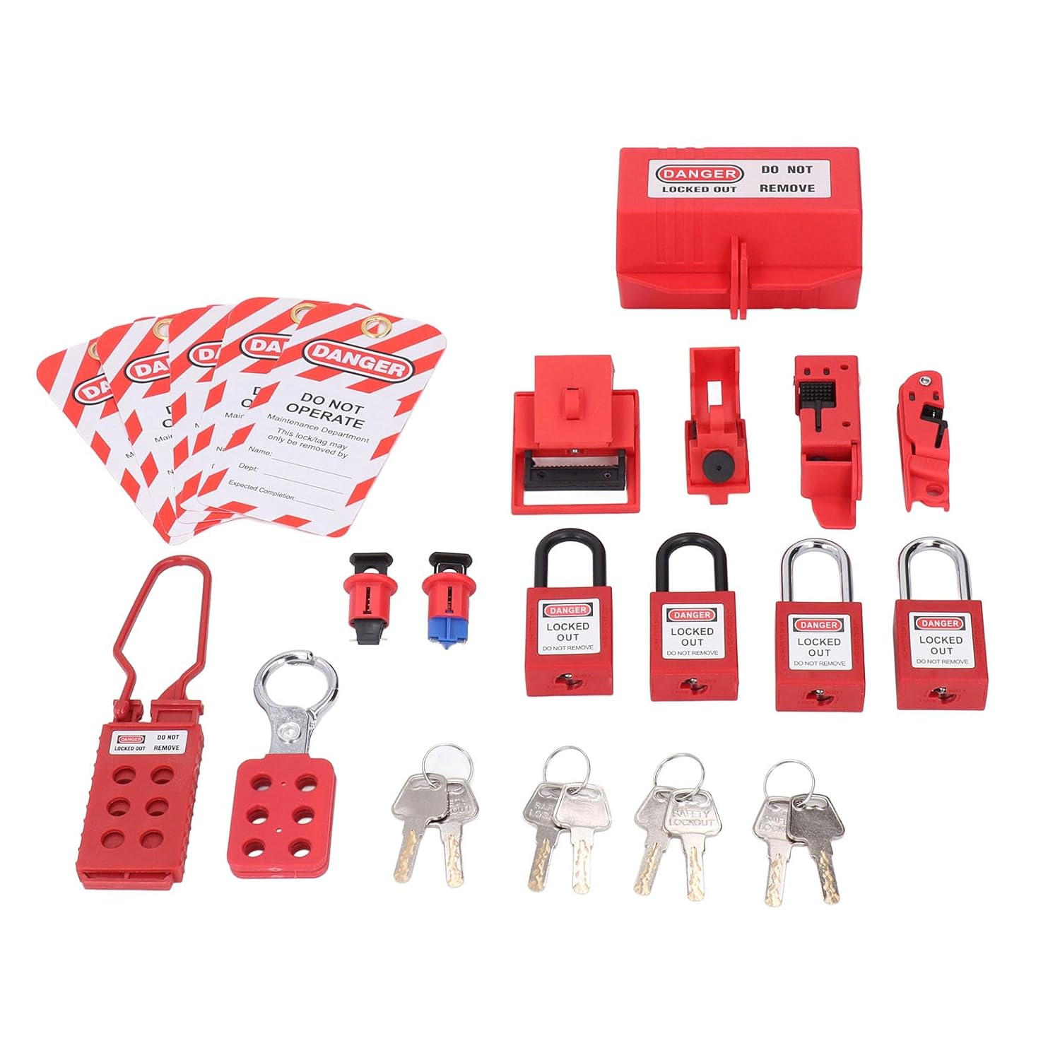 Electrical Lockout Tagout Kit, Circuit Breaker Lockout, Safety Locks with Hanging Tags Keys and Storage Bag for to Manage Electrical Equipment image number 4