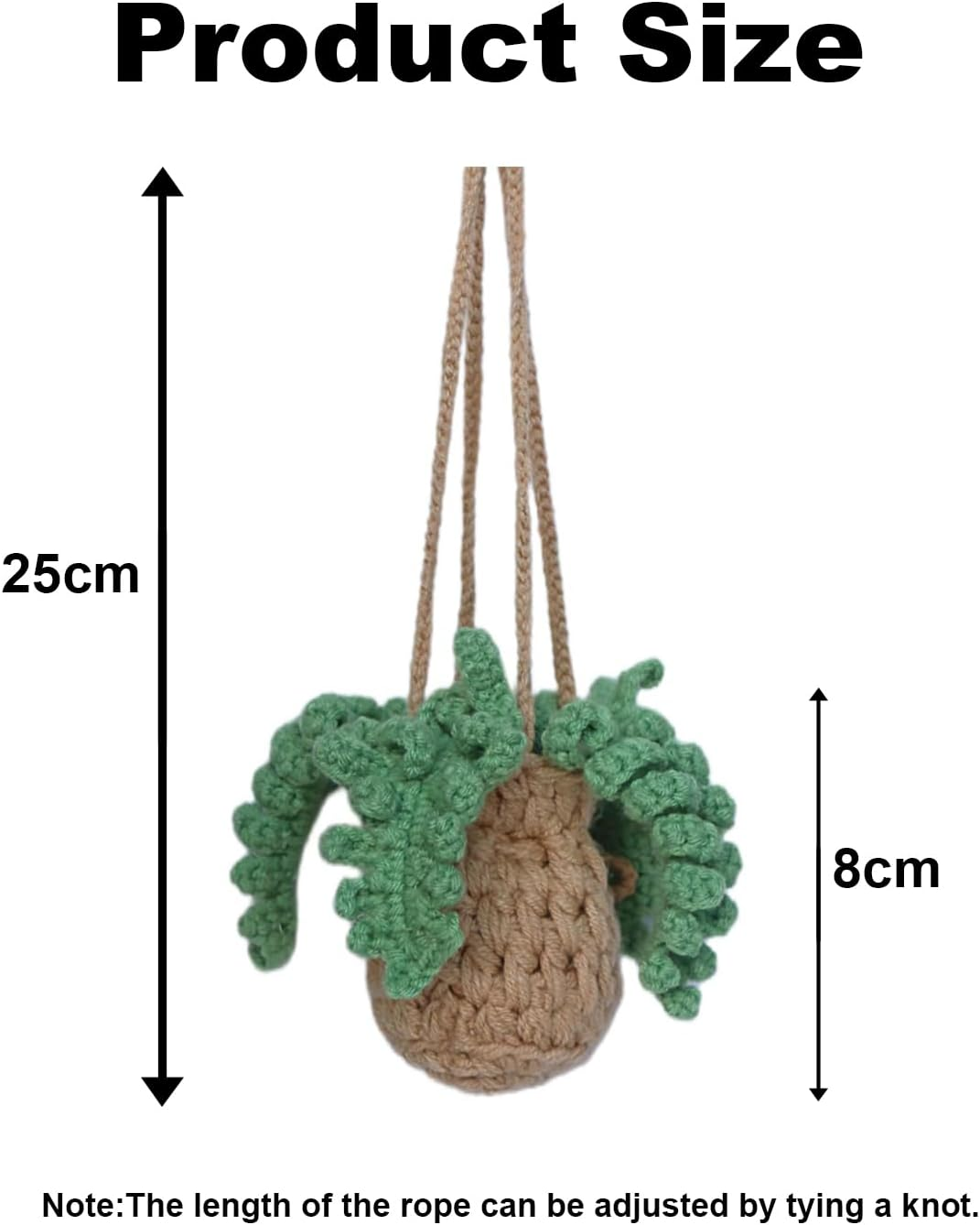 Crochet Car Air Freshener,Empty Refillable Car Oil Diffuser Bottle with Cute Crochet Plants Car Mirror Decor Hanging,Car Accessories for Women,Rear View Pendant, Crochet Accessories Car Decor image number 2