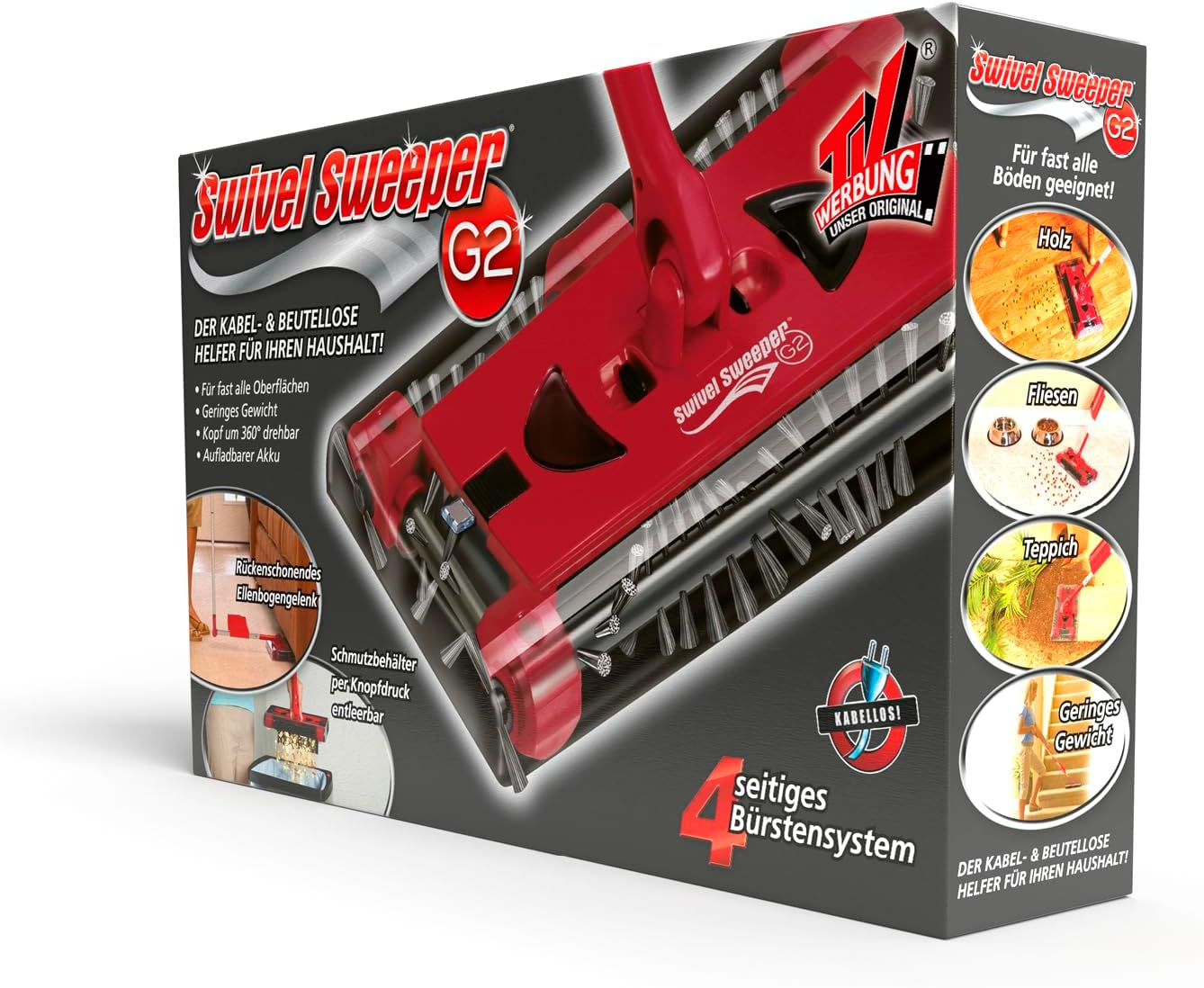 Swivel Sweeper Battery Broom - Easily Pick up Crumbs - Cordless, Bagless & Rechargeable - Floor Sweeper with Hinged Coupling & 360&deg; Rotation - Maximum Flexibility - Effortless Cleaning