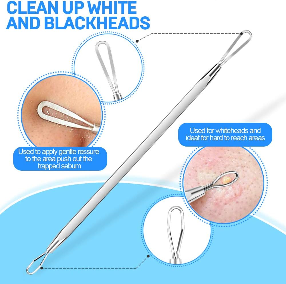 Teenitor Pimple Extractor Acne Treatment Tool Surgical Grade Blackhead Comedone Removal 2-In-1 Popper Tool for Face Nose Blackhead Extractor Tool Silver image number 5