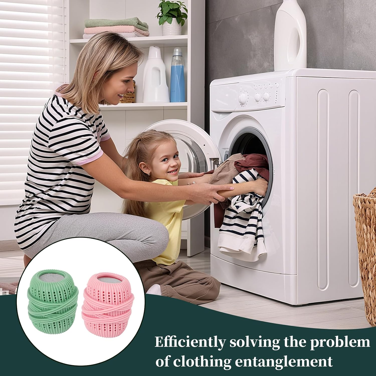 2 Pcs Reusable Washing Machine Lint Remover Balls, Anti-Entanglement Laundry Balls with Sponge for Deep Cleaning, Multi-Functional Eco-Friendly Washer Balls for Pet Hair & Lint Removal (Green & Pink) image number 4