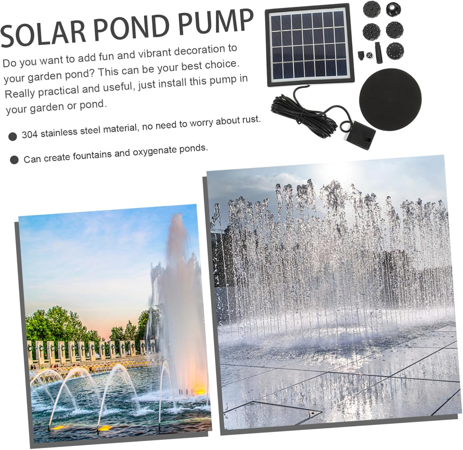 Solar Powered Pump Small Floating Fountain for Garden Decor Easy-Clean Solar Fountain Water Pump Automatic Operation without Battery Electricity image number 4
