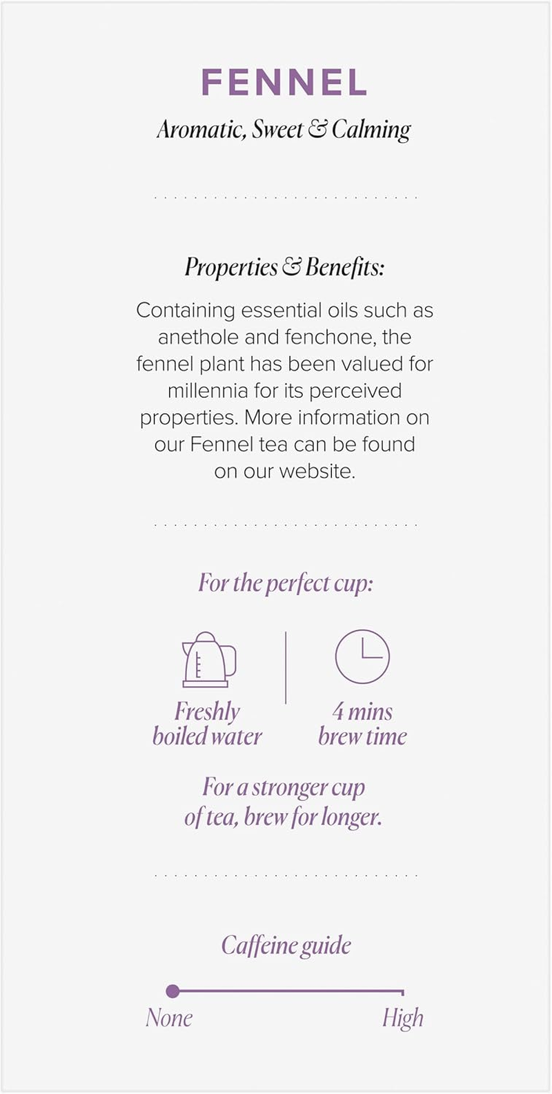 96&deg; Fennel Tea &ndash; Pack of 3 &times; 20 Pyramid Tea Bags (60 Bags), Aromatic, Sweet & Calming Herbal Tea, Caffeine-Free, Individually Wrapped Recyclable Envelopes, Plant-Based Tea Bags with No Microplastics image number 6