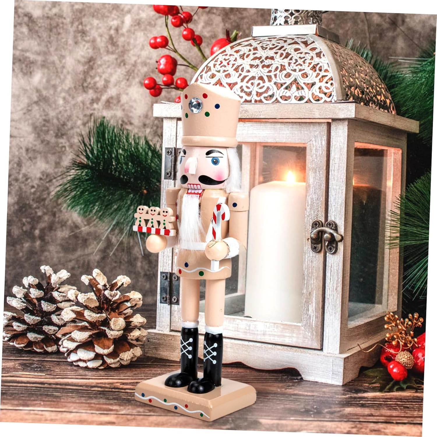 Creative Wooden Nutcracker Ornament Gingerbread Design for Christmas Home Decor Adorable Desktop Adornment for Household Decorations and Showcase Display
