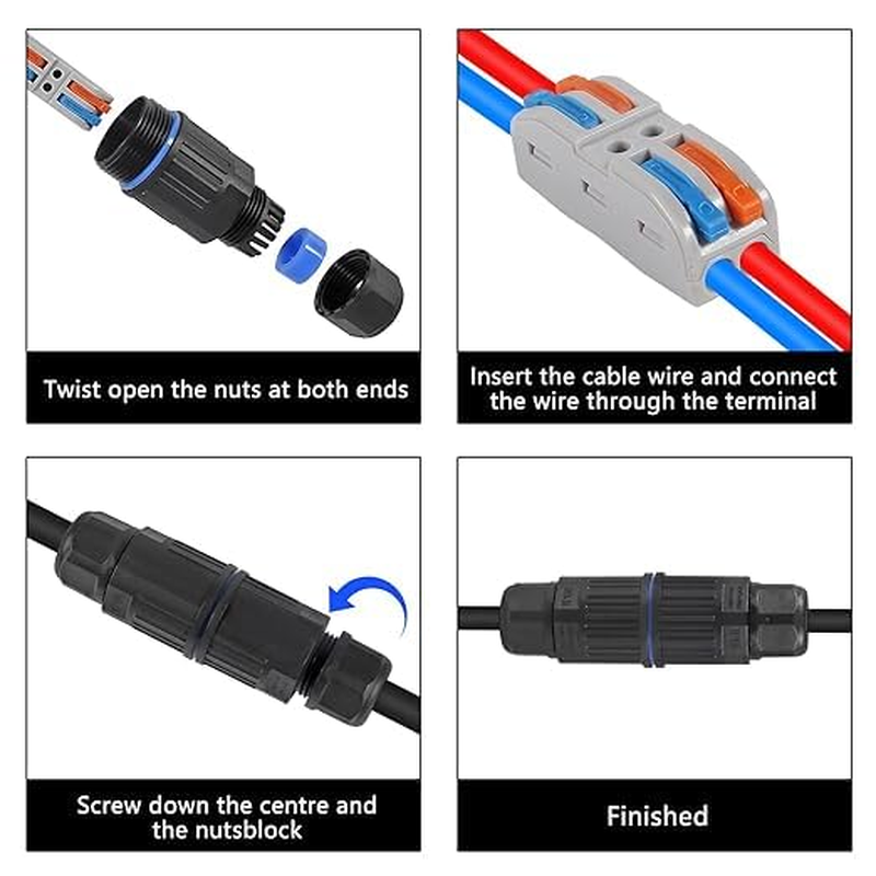 6 Pcs IP68 Waterproof Electrical Cable Connector, Outdoor 2 Way Junction Box, Wire Connectors with Replaceable Lever Wire for Cable, Outdoor, Garden, Street Light, Quick Screwless Installation image number 2