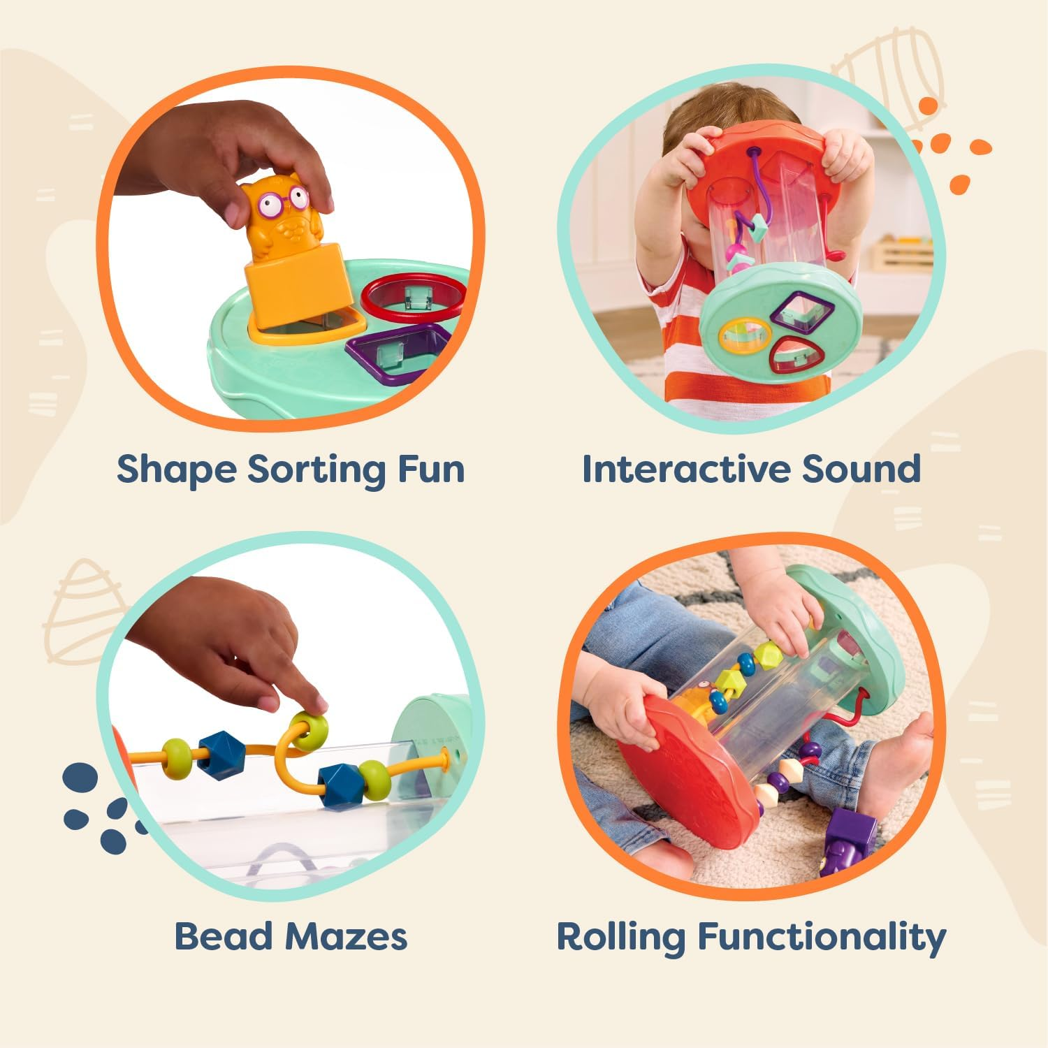 B. Toys &ndash; Baby Shape Sorter &ndash; Sorting Toy with 3 Owls &ndash; Colorful Shapes, Bead Maze & Fun Sounds &ndash; Developmental & Educational Game for Babies & Toddlers &ndash; Hooty &ndash; Hoo &ndash; 10+ Months