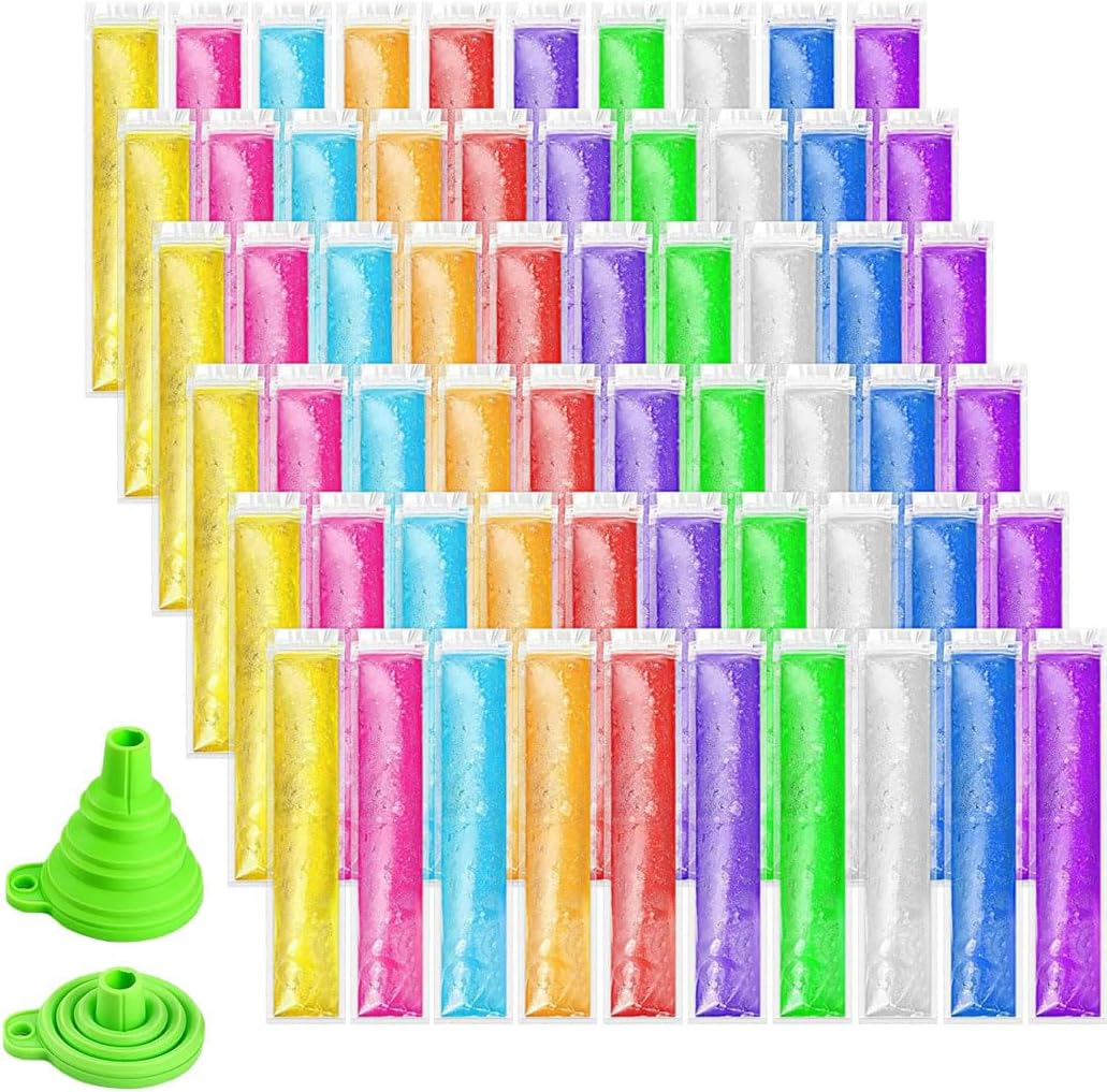 Aufondof 100Pcs Popsicle Bags, 11X2 Disposable Ice Popsicle Mold Bags for DIY Ice Pops, Yogurt, Juice & Fruit Smoothies Ice Pop Pouch with Silicone Funnel image number 3