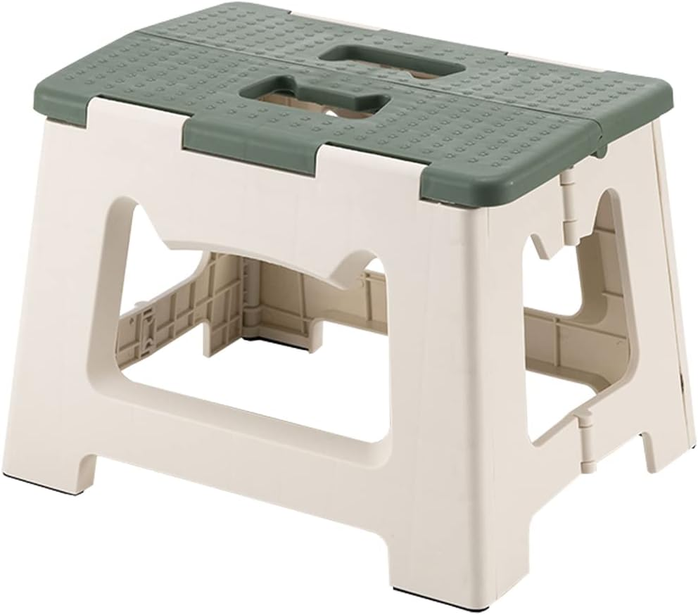 Kitty Folding Stool, 9 Inches, Non-Slip Folding Step Stool,Great for Kitchen, Bathroom, Bedroom, Kids or Adults (Khaki) (Gray)