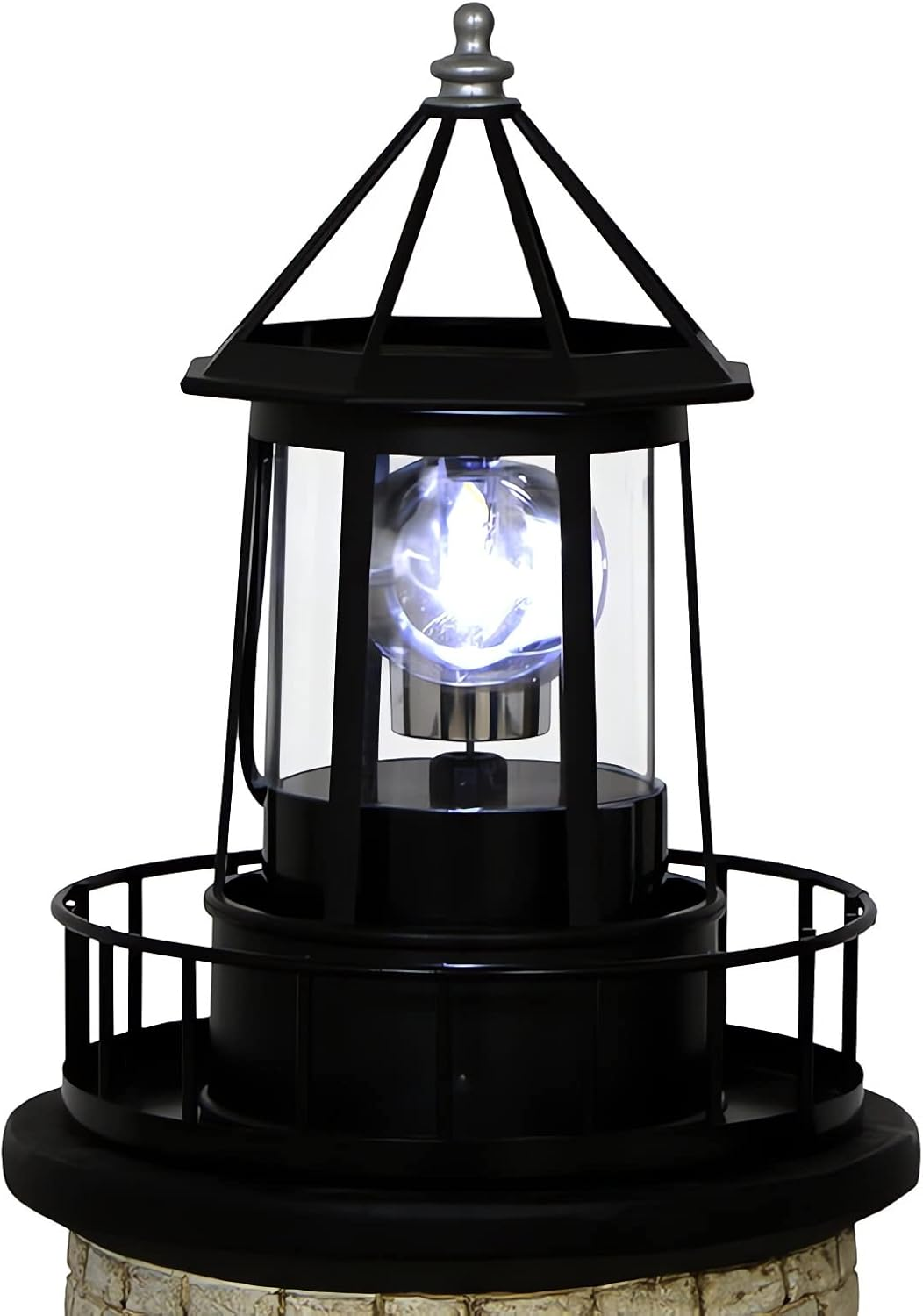 Solar Lighthouse Rotating Light - 360 Degree Light Houses Lamp for Yard, IP65 Waterproof Durable Lighthouse Lamps Towers Statue Lights for Outdoor Garden Pathway Patio (Black -Large - Style B) image number 1