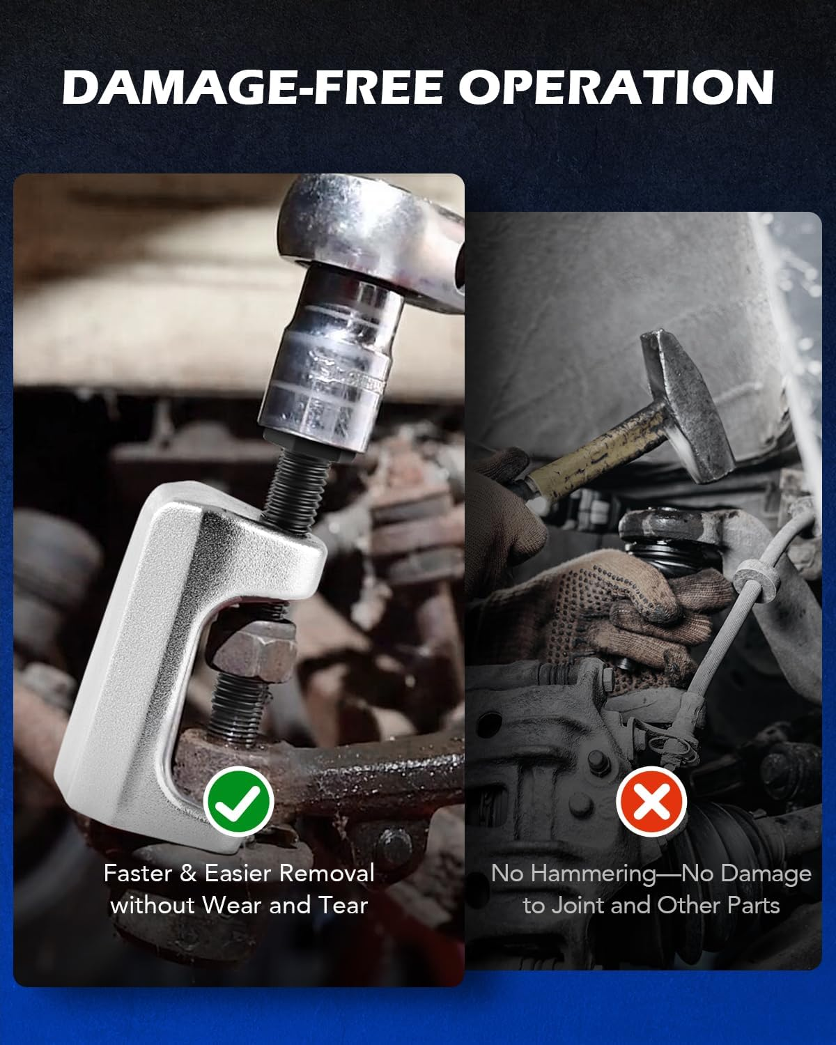 Orion Motor Tech 5PCS Ball Joint Separator Tie Rod End Remover Pitman Arm Puller Service Splitter Removal Tool Kit (BL)