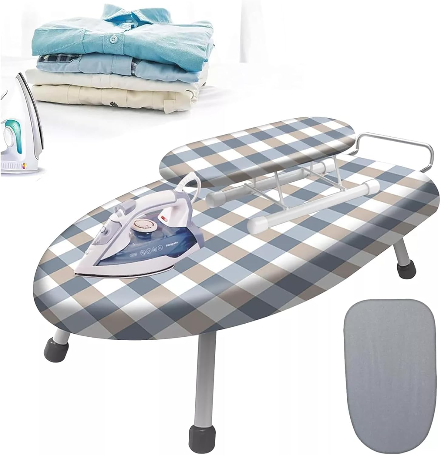 GOTILING Foldable Ironing Board - 60X37X17Cm Compact Steel Frame with Removable Cover, Sleeve Board and Wall Hook for Laundry and Travel image number 3