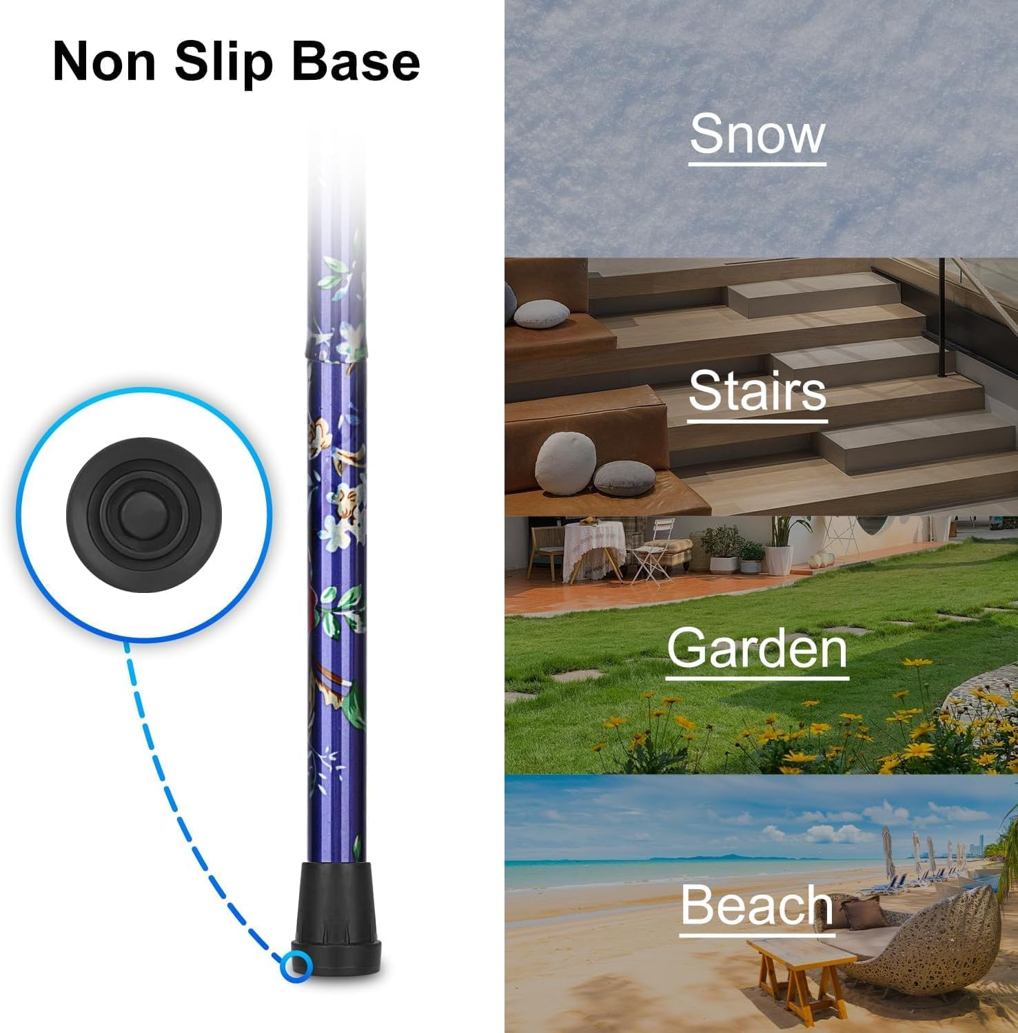 Adjustable Walking Stick,Lightweight Aluminium Hiking Stick with Ergonomic Handle,Folding Collapsible Trekking Poles, Travel Mountaineering Cane Black Climbing Stick image number 4