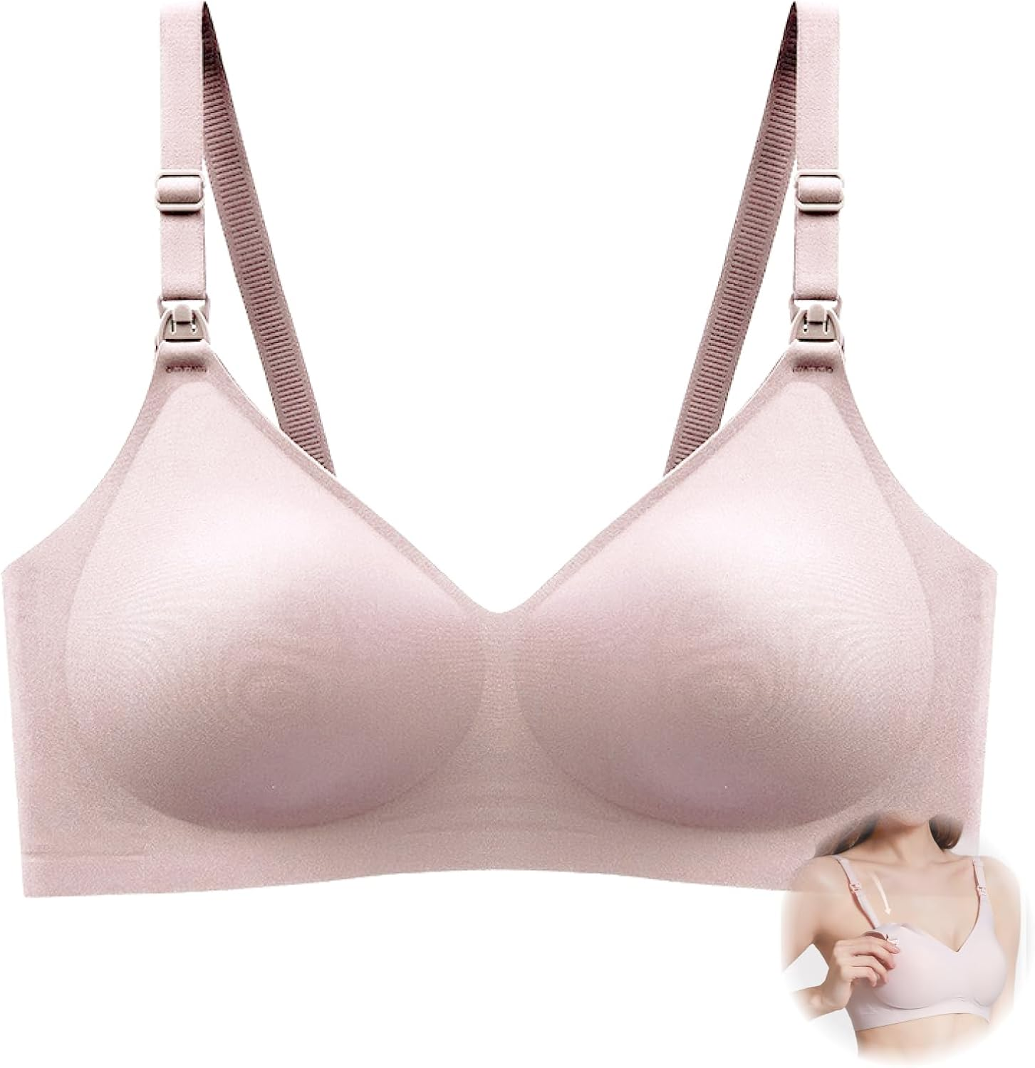 Lapetwbn Seamless Nursing Bra Wireless Maternity Sleep Bralette for Breastfeeding, Pump Compatible Comfort Bra with Removable Pads, Pregnancy and Postpartum Support Sizes L image number 3