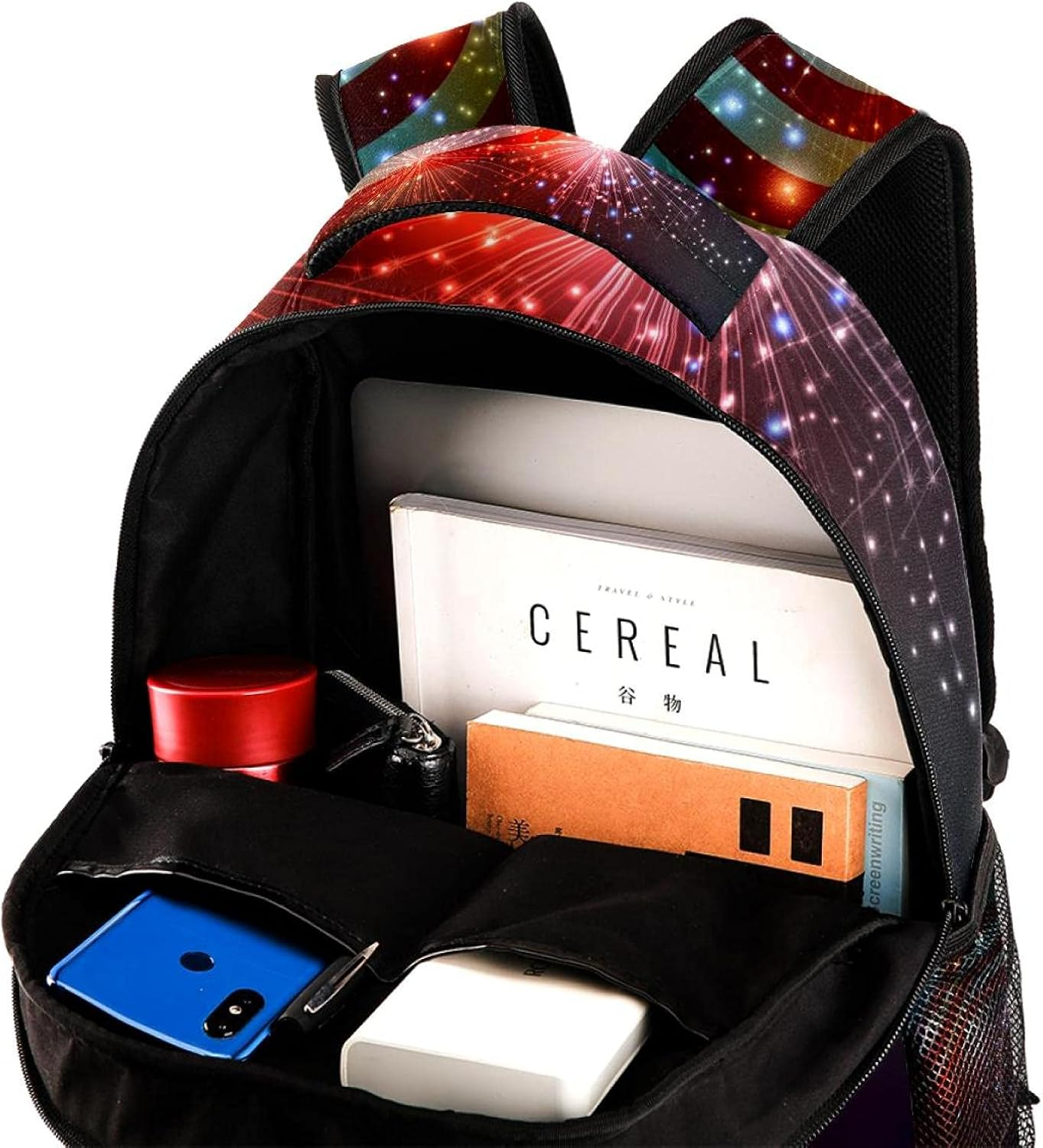 Fireworks Background for Th of July Independense Day Backpack Students Shoulder Bags Travel Bag College School Tote Backpacks image number 3