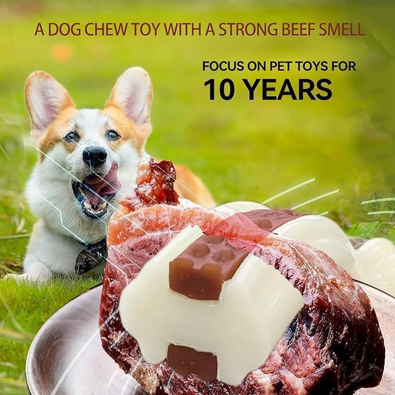 JIGCEN Dog Bone Chew Toys, Durable Nylon with Cowhide Centre, Pack of 2, for Aggressive Chewers image number 2