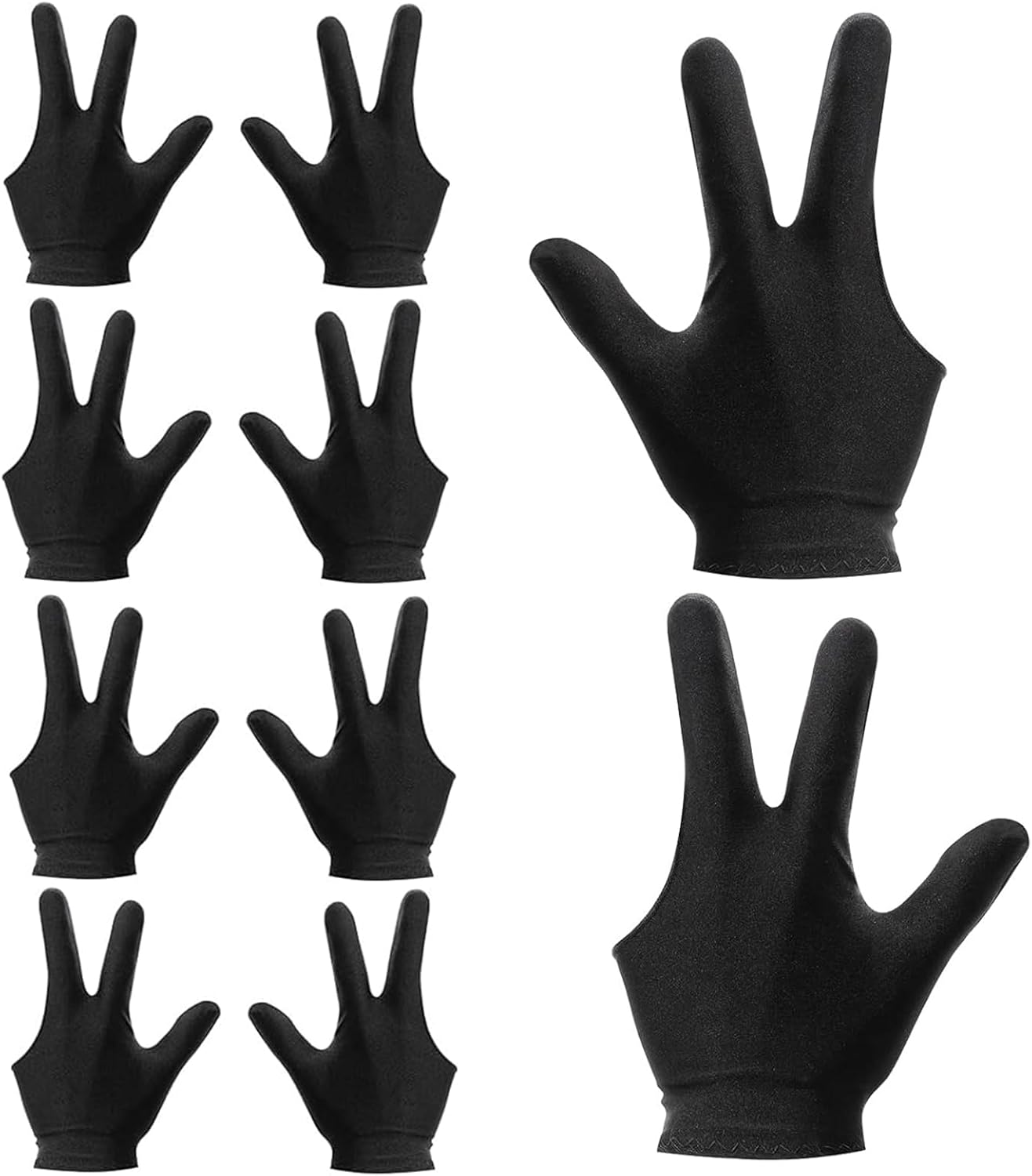 10 PCS Billiard Gloves Set, Snooker Pool Cue Shooter Sport Gloves, Three-Finger Half Glove for Men & Women, Breathable & Smooth Grip, Premium Billiard Gloves for Professional & Amateur Players image number 3