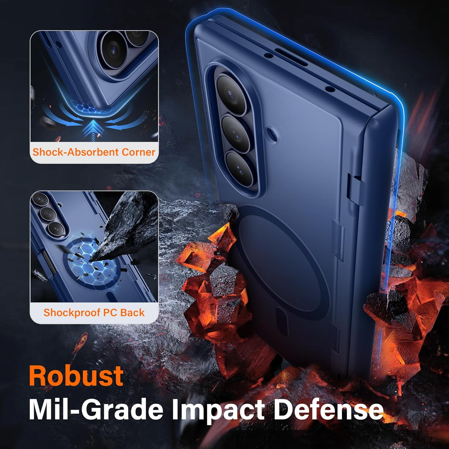 MOBOSI for Z Fold 7 Case with Privacy Screen Protector, [Compatible with Magsafe], [Built-In Kickstand & Full Body Hinge Protection] Magnetic Slim Phone Case for Samsung Galaxy Z Fold7, Blue - Blue image number 6