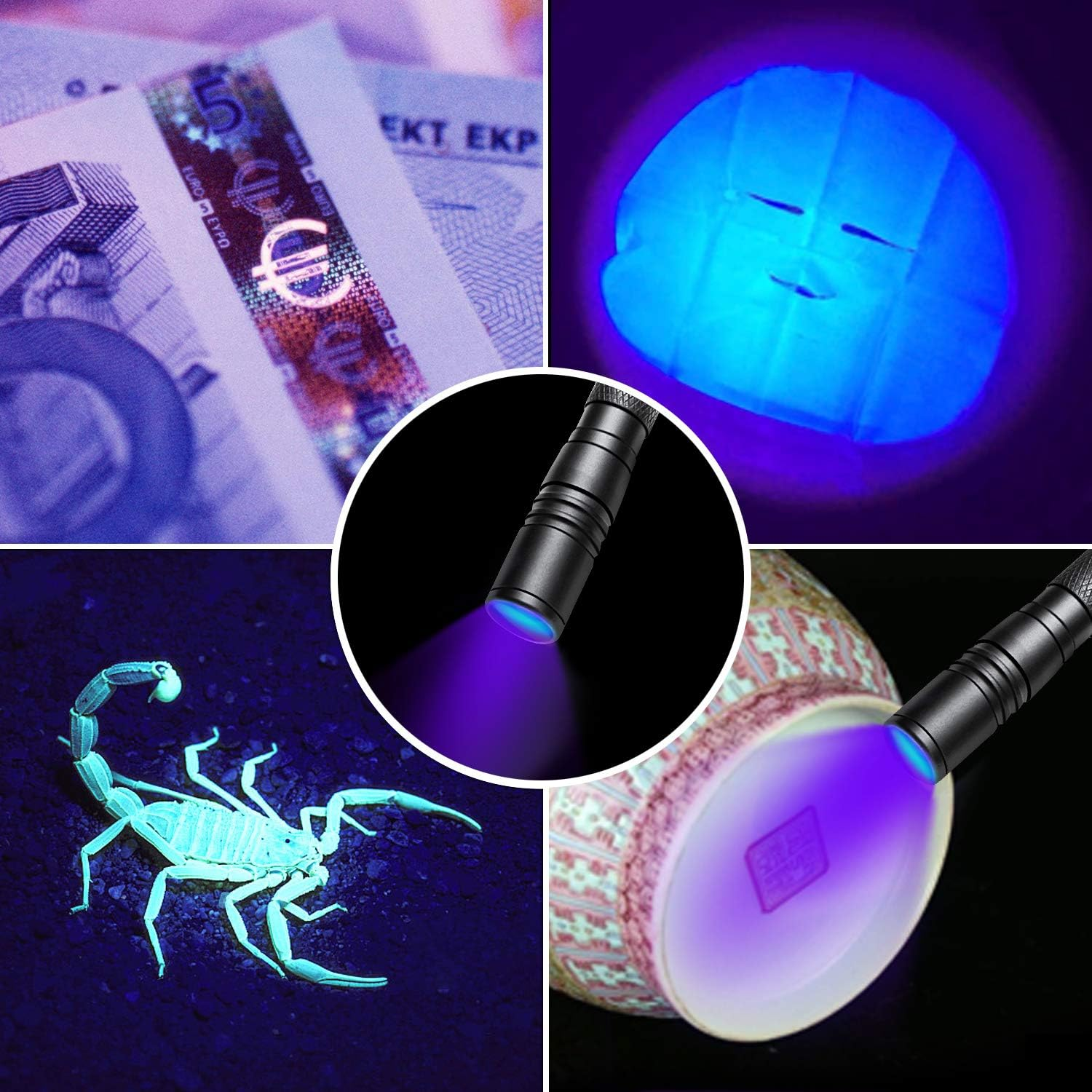 Geekhigh 395Nm UV Torch, Zoomable Pen Black Light Torch with 2 X AAA Batteries, Ultraviolet Torch, Pet Urine Detector for Cat, Dog, Stains, Bed Bug, Scorpion, Toilet image number 4