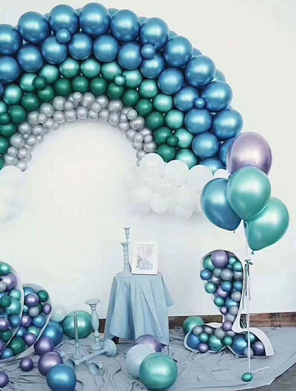 Lumjoy Green Metallic Balloons 100 Pack, 5 Inch (12Cm) Shiny Latex Balloons with Glue Dots & Strip for Weddings, Birthday, Baby Showers & Party Decorations - Black Metallic image number 2