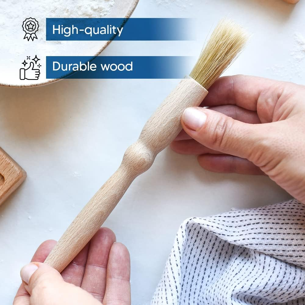 ANGIX 1 X Wooden Pastry Brush | Helpful in the Kitchen | Ideal for Applying Oils, Glazes, Milk, and Other | with a Comfortable round Wooden Handle | Size 2Cm X 2Cm X 19Cm image number 2