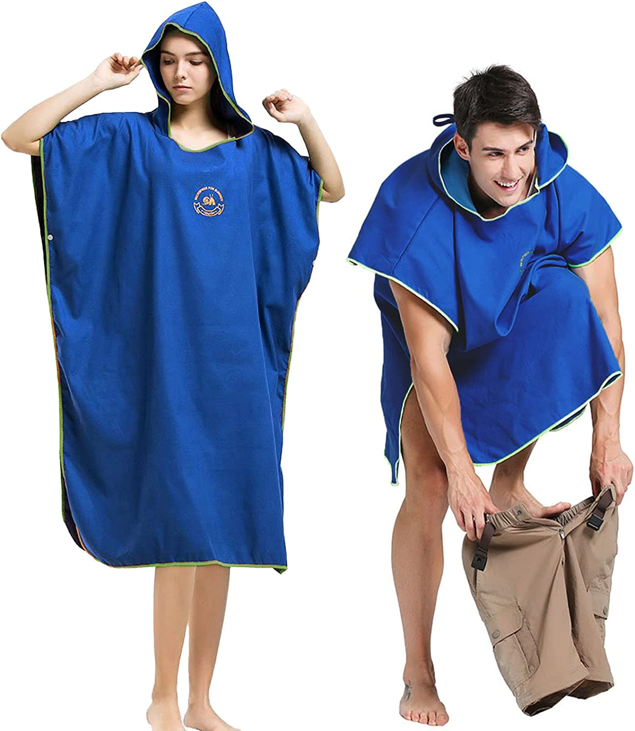 Hiturbo Microfiber Surf Poncho, Wetsuit Changing Bath Robe, Quick Dry Pool Swim Beach Towel with Hood (Dark Blue) image number 4