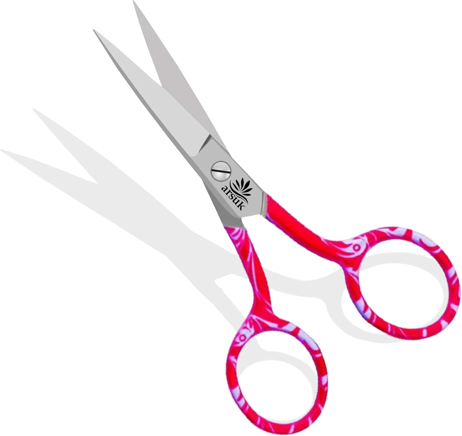 ARSUK Embroidery Scissors Sharp Fine Mini Bulk Vintage, Stork and Fancy Pack for Adults Multi Pack (Black, Orange, Pink, Gold) Metal Stainless Steel Small (Fancy Pink Zebra)