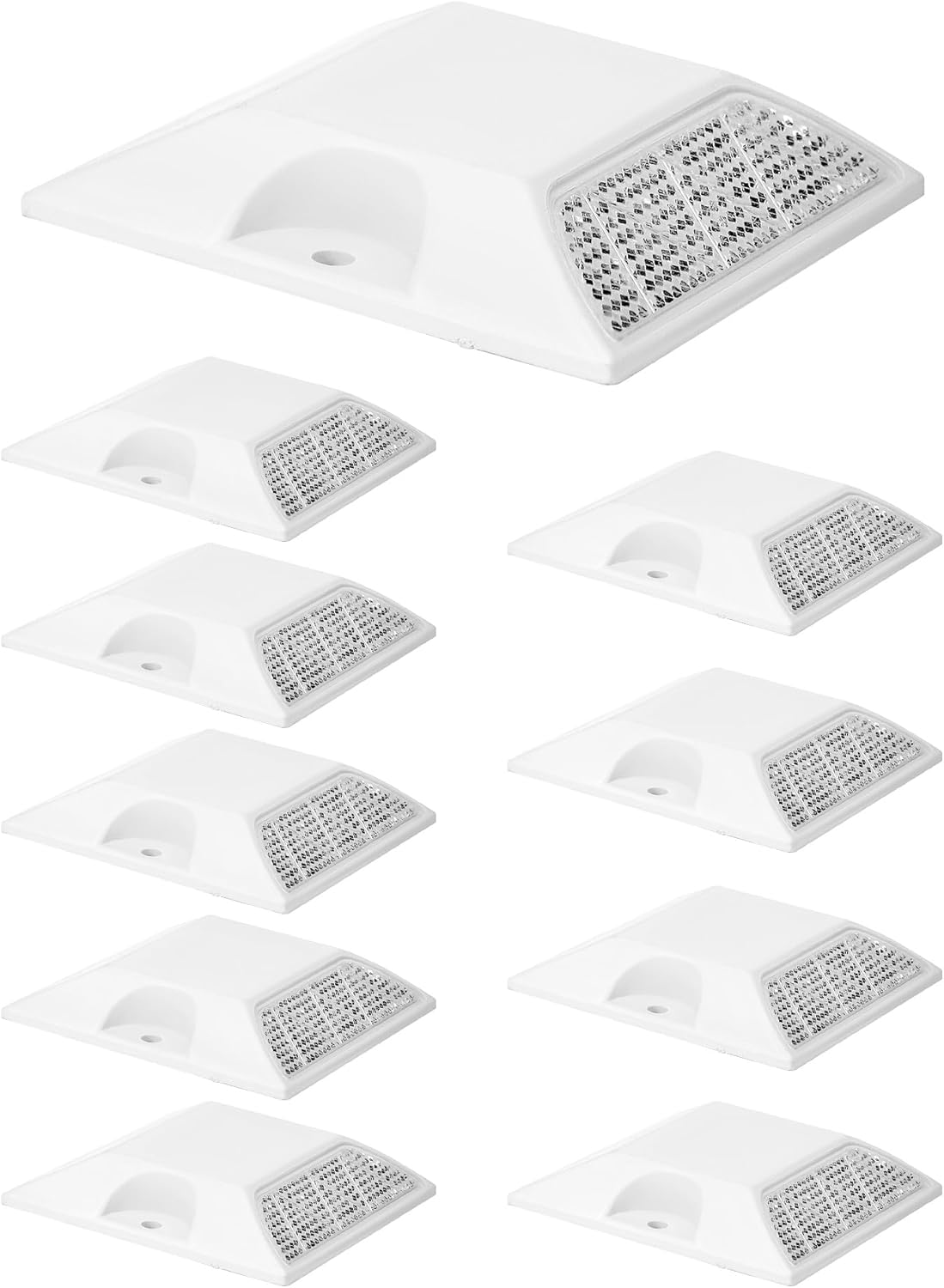 QWORK High Reflectivity Road Reflectors, Pack of 10 - Industrial Grade, Long Lasting, Adhesive Installation - for Speed Bumps, Crossings, Sidewalks, Pedestrian Crossing and Driveways image number 6