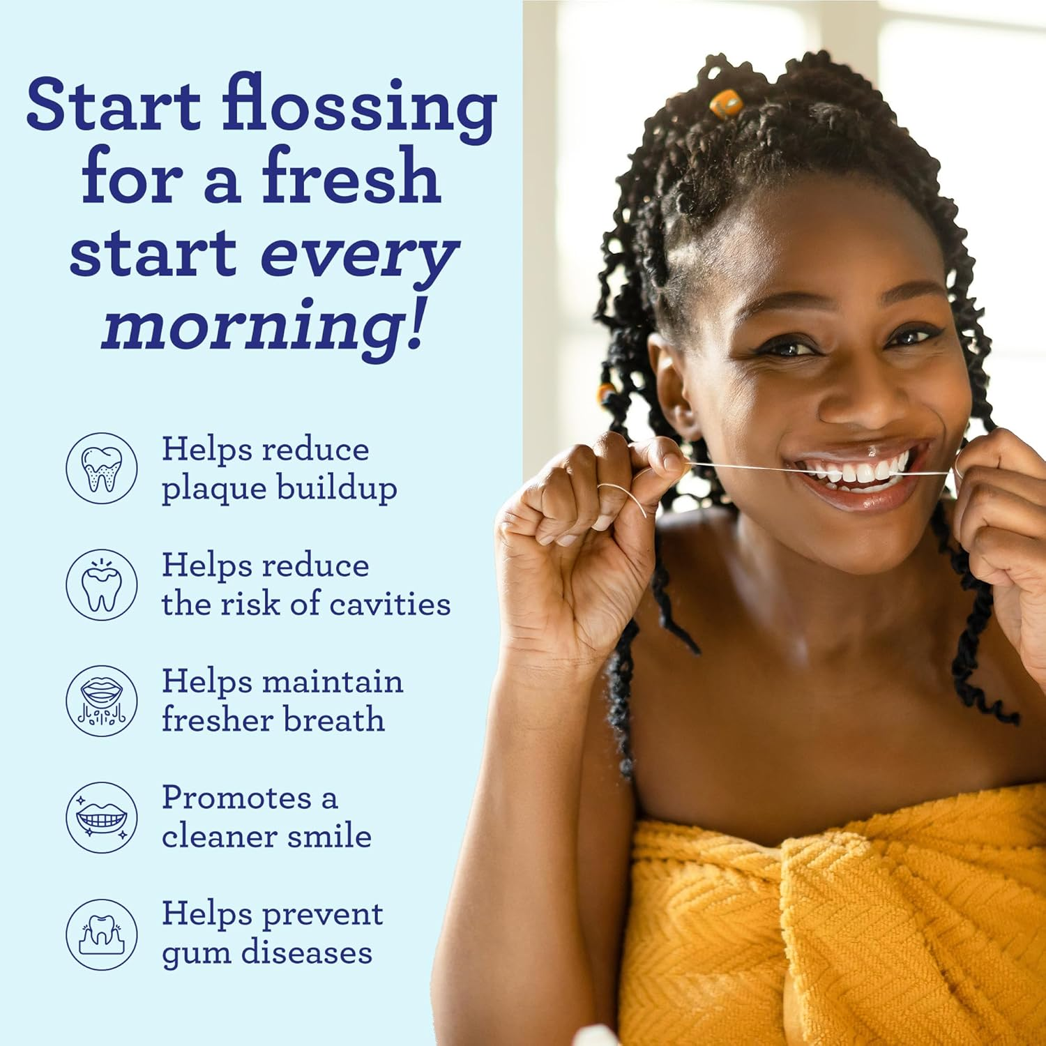 Gurunanda Expandable Waxed Dental Floss for Gentle, Deep Cleaning Wide Teeth Flossing - Peppermint Flavor - 55 Yards image number 4