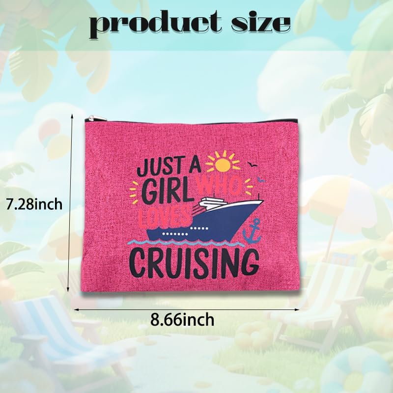 Cruise Travel Makeup Bag for Women Cruise Themed Gift Bags for Cruise Lovers Daughter Granddaughter Cruise Ship Gifts for Girls Summer Vacation Makeup Bag Essentials Beach Zipper Pouch image number 6