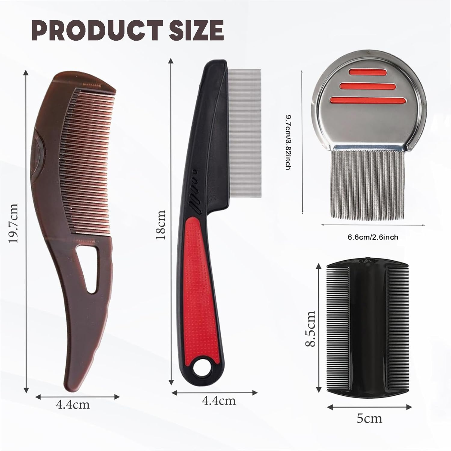 TELAIN 4 Pieces Scalp Care Combs Hollow Teeth for Dandruff Removal & Massage Brushes for a Healthy Scalp, Removal of Dirt and Dandruff, Brown, Red, Black & Blue (Set of 4)