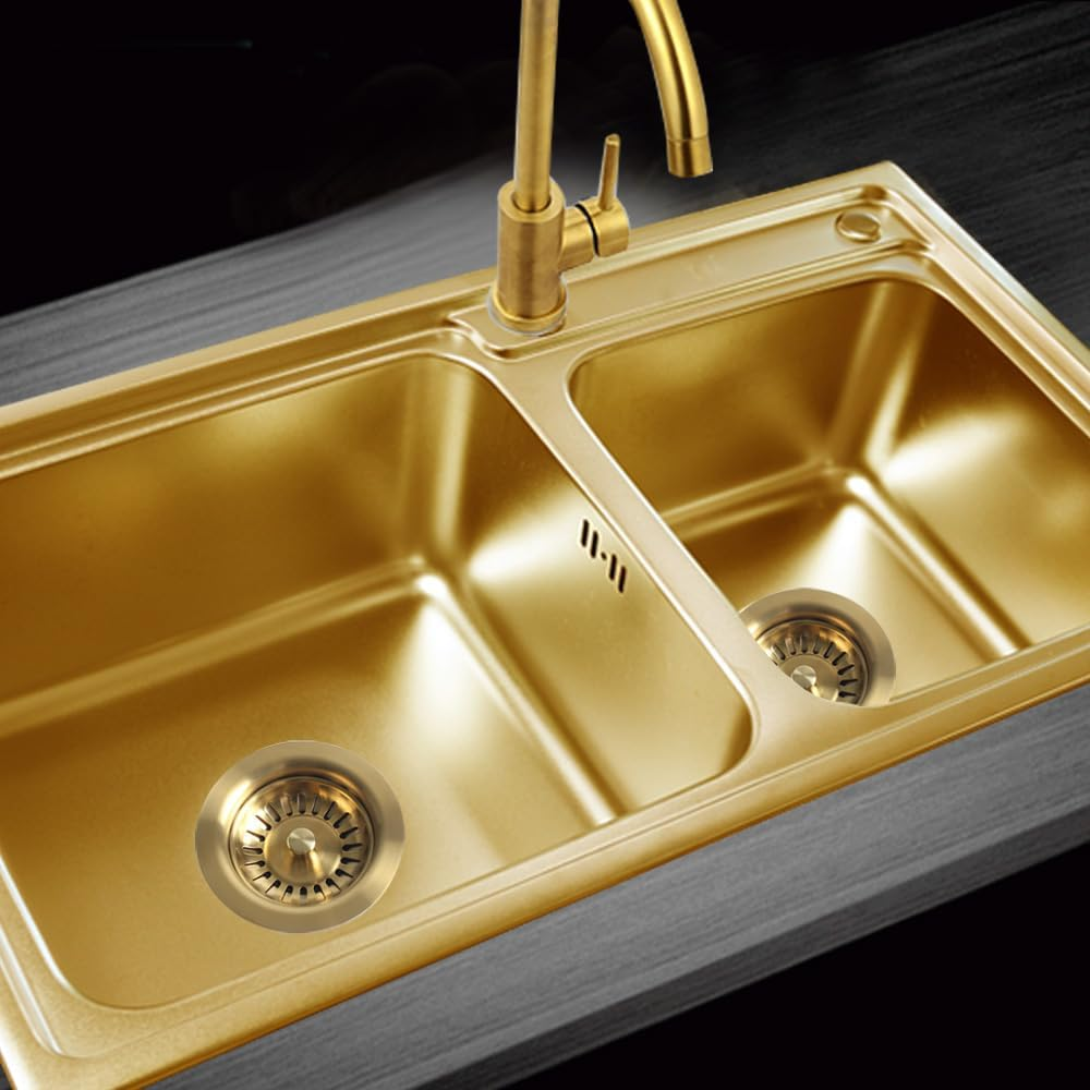 TALEA 114 Mm Sink Dish Drainer Drain Kit for Single Bowl Kitchen Sink Drainage Waste Kit Brushed Gold SUS304 Filter XK223C041-K image number 4