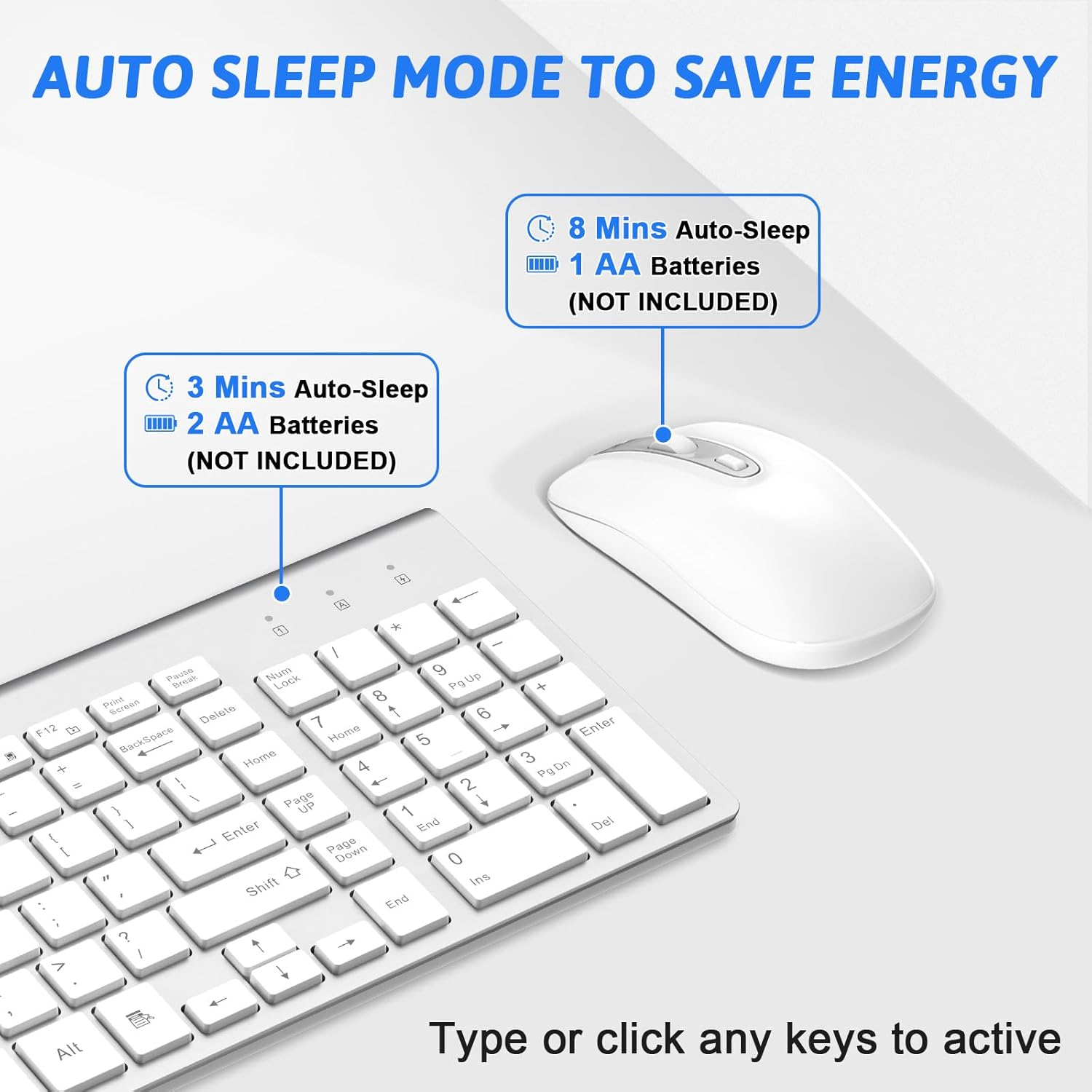 Wireless Keyboard Mouse Combo, Cimetech Compact Full Size Wireless Keyboard and Mouse Set 2.4G Ultra-Thin Sleek Design for Windows, Computer, Desktop, PC, Notebook image number 3
