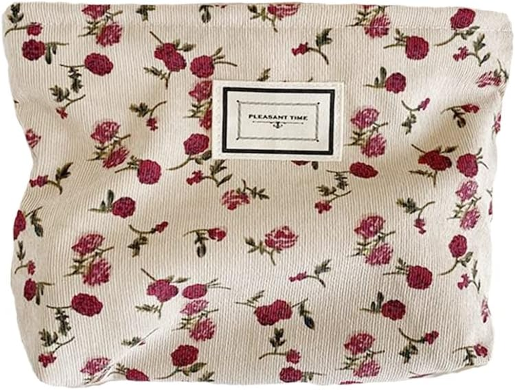 Cosmetic Bags for Women Makeup Bag Large Capacity Purse Travel Bags for Cosmetics Zipper Storage Pouch Make up Organizer for Women and Girls Gifts, Beige, Rose image number 7