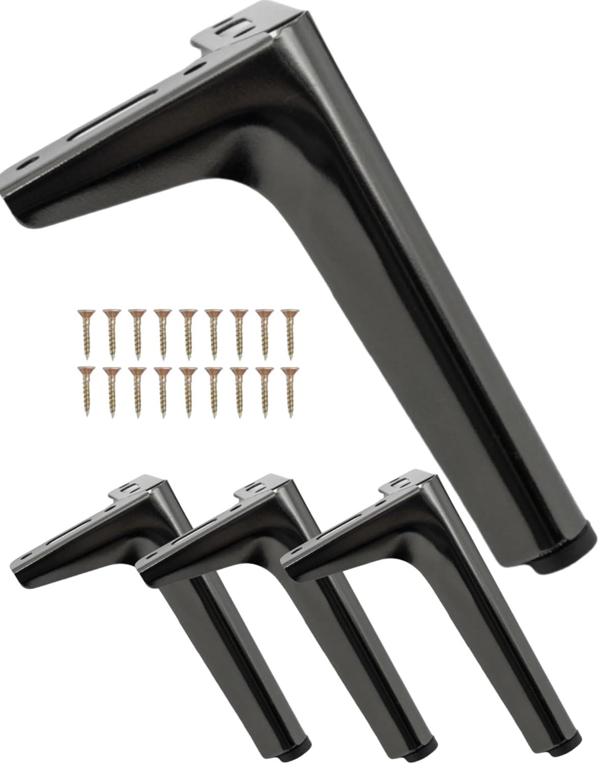 4Inch/10Cm Metal Cabinet Legs,Modern Style Furniture Replacement Legs for Sofa, Dresser & Cupboard with Screws,Rustproof,Easy Install,Black 4Pack