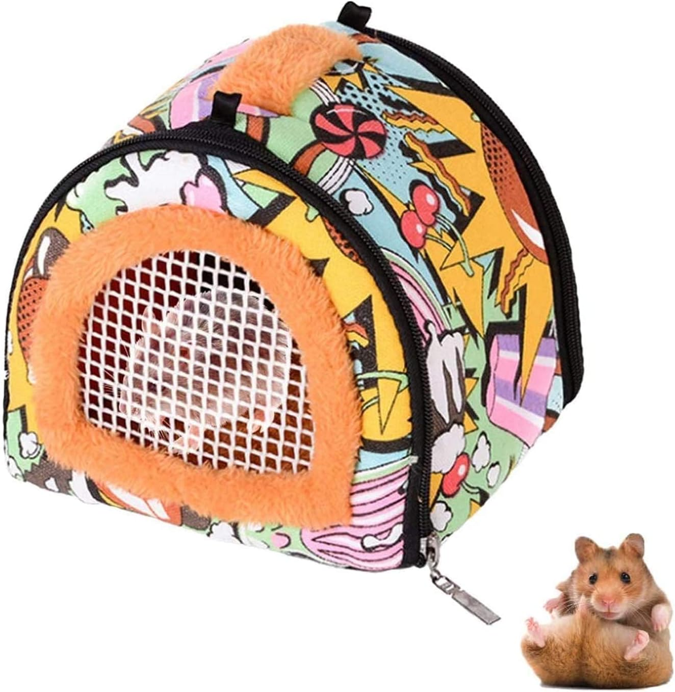 Hamiledyi Hamster Carrier Bag Gerbil Outgoing Travel Pouch Sugar Glider Breathable Carrying Strap with Zipper Suitable for Rat Hamster Mice image number 5