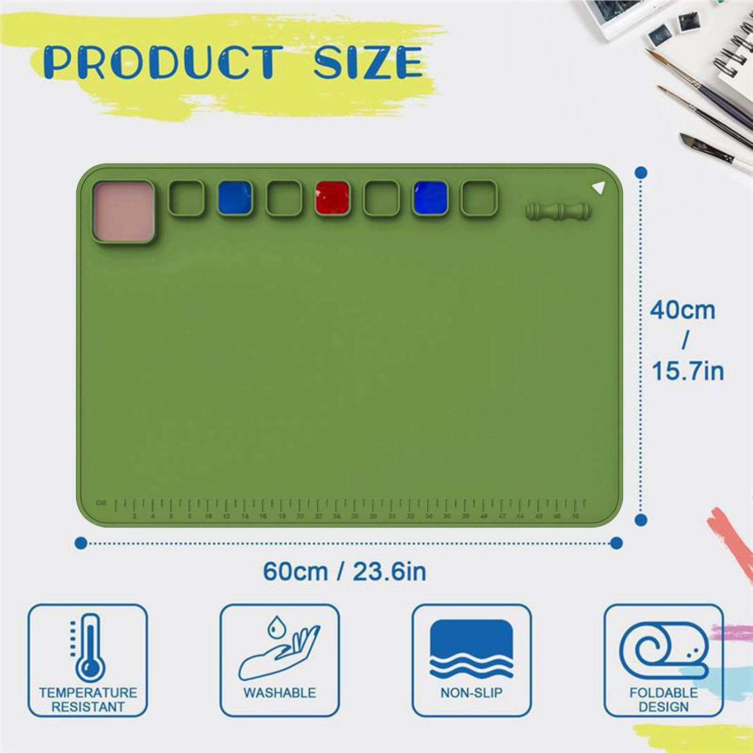 Silicone Art Mat,24In X 16In Resin Jewelry Casting Molds Mat Nonstick Nonslip | No Staining Supplies Accessories for Resin, Painting, Paint, Clay, Craft image number 6