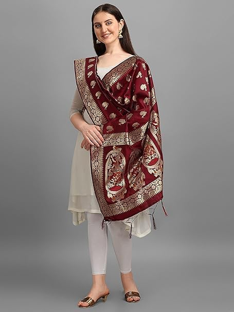 Women'S Woven Banarasi Silk Zari Dupatta/Chunni, Width 1 Meter, Length 2.5 Meter image number 1