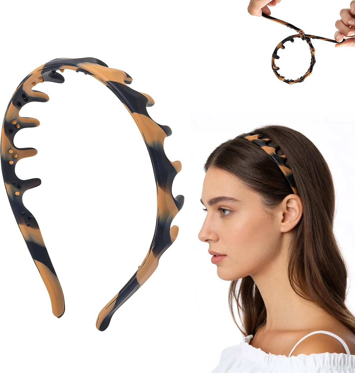 Xanthelle Hair Band, Zigzag Headband with Zag Design, Non-Slip Zig Zag Headband for Women, Stylish Hairstyles Accessories image number 6