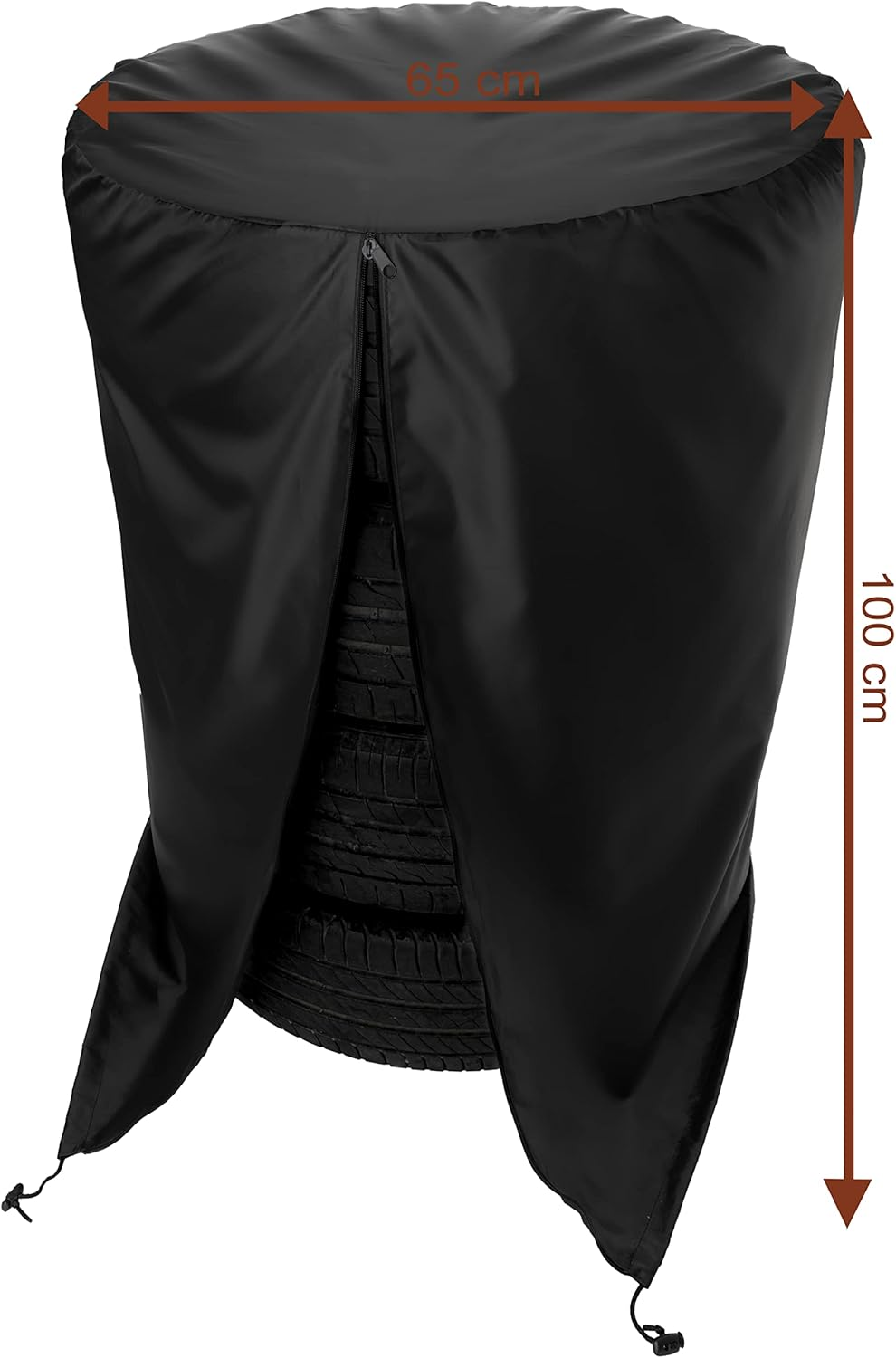 Ferocity Tyre Storage Tyre Cover 60 X 100 Cm Water Resistant Car Tyre Bag with Zip and Cord Stopper for 4 Wheels Slipcover Colour Black [097] image number 1