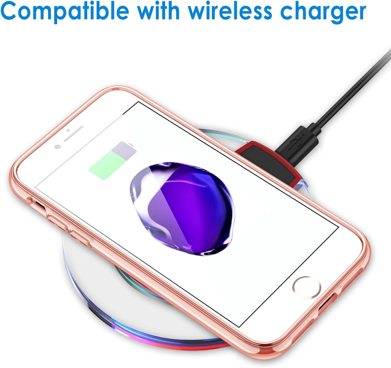 Jetech Case for Iphone 8 plus and Iphone 7 plus 5.5-Inch, Non-Yellowing Shockproof Phone Bumper Cover, Anti-Scratch Clear Back (Rose Gold) - Black image number 3