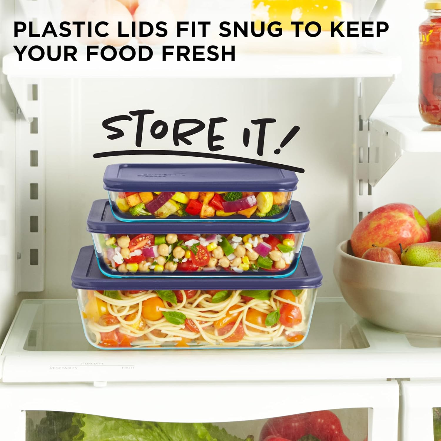 Pyrex Simply Store Rectangular Glass Food Storage Container Set with Lids (6-Piece Set) image number 3