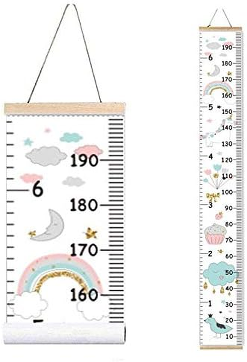 Minomia Kids Growth Chart, Wood Frame Fabric Canvas Height Measurement Ruler from Baby to Adult for Child'S Room Decoration 7.9 X 79In (7.9 X 79In, Pink & Grey) image number 3