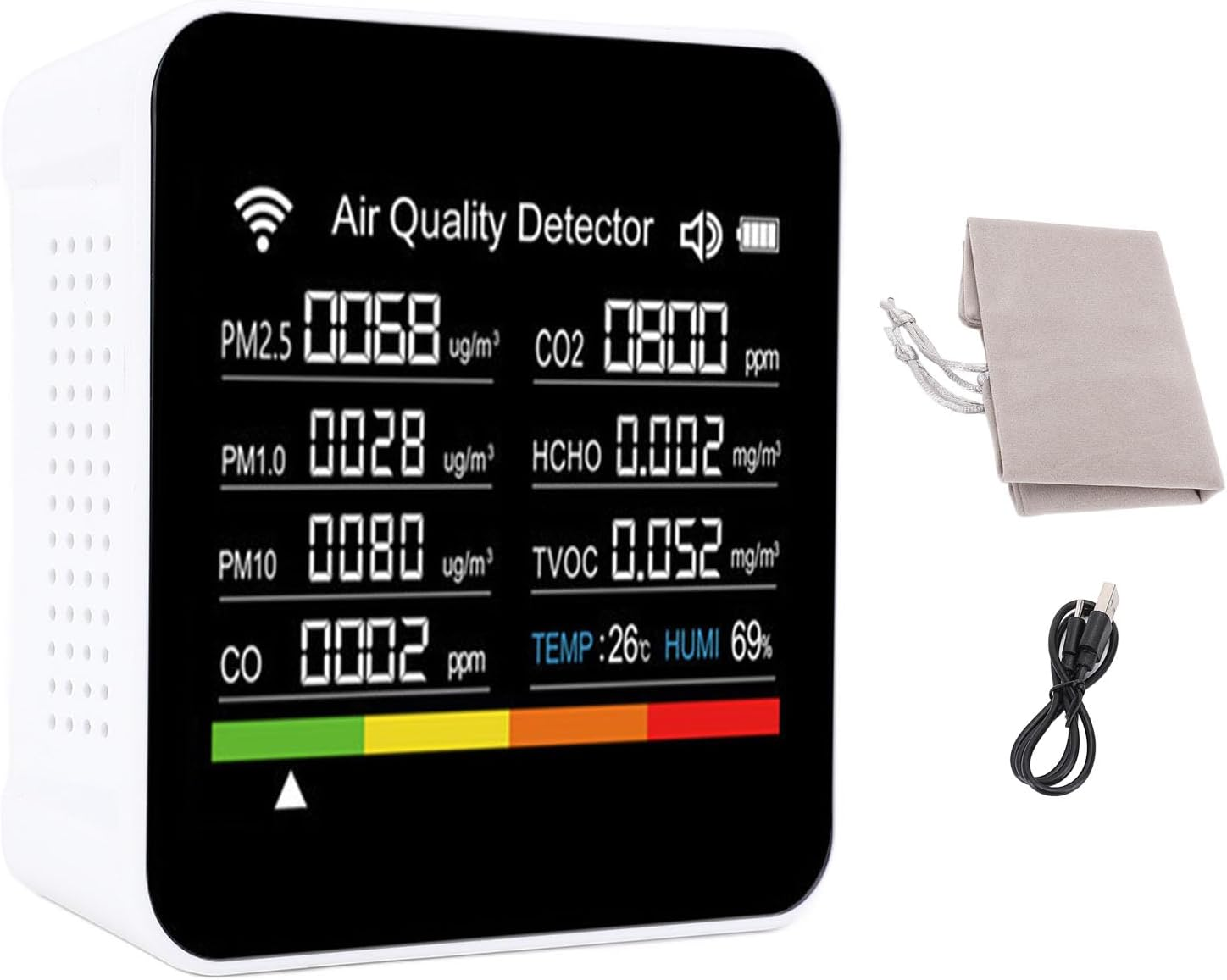 Pomya Portable PM2.5 Air Quality Tester, Air Quality Detector Indoor Meter Accurate Data Display for Rental Property