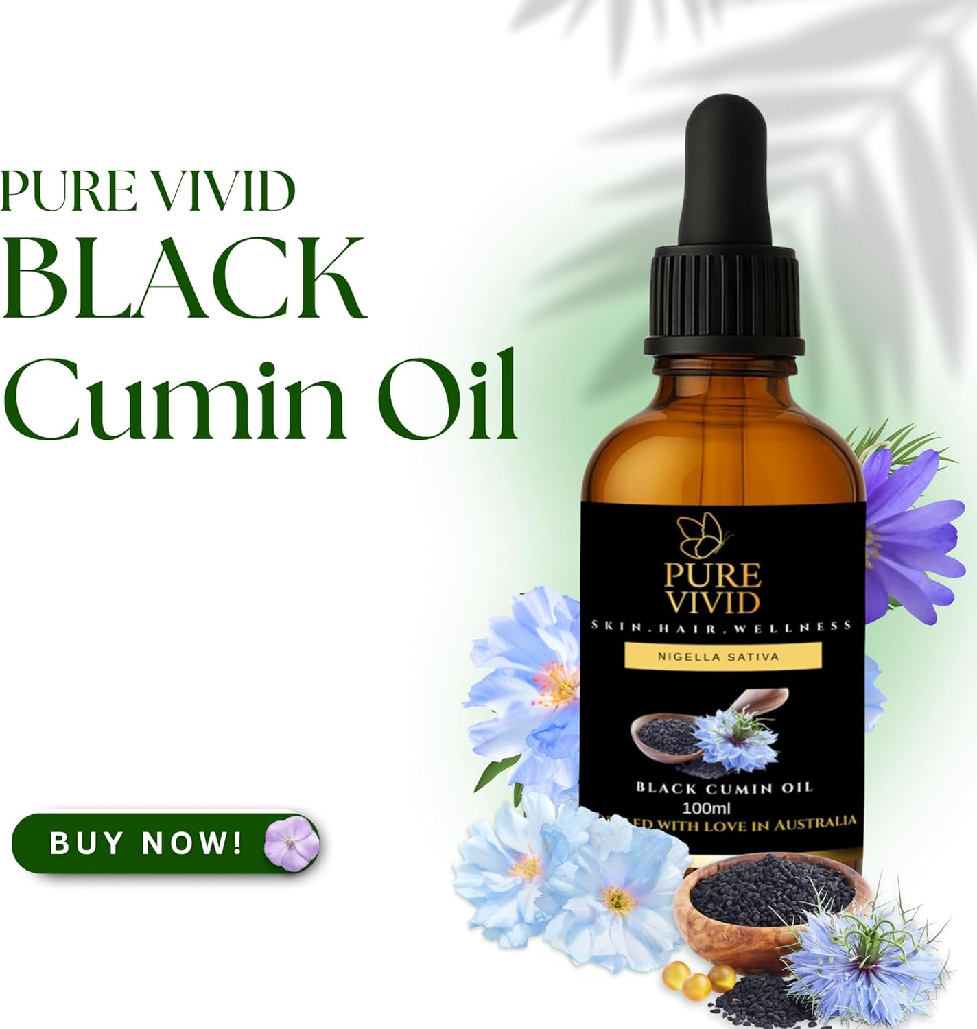 Pure Black Seed Oil (Nigella Sativa) 100Ml &ndash; Cold Pressed Unrefined Black Cumin Oil for Skin & Hair Care, Cosmetic Grade, Unscented image number 1