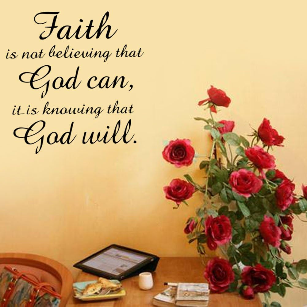 Wall Sticker, Faith God Quote Vinyl Art Wall Sticker Black PVC Removable Wall Decal Home Study Home Living Room Bedroom Decoration image number 1